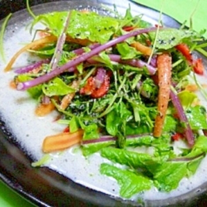 彩り京野菜のフレッシュサラダ和風黒胡麻ドレッシング レシピ 作り方 By Garammaster 楽天レシピ